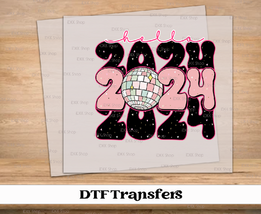 Hello 2024 New Years DTF Transfers