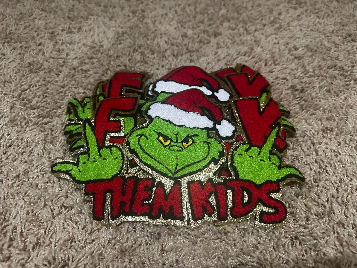 F Them Kids Christmas Chenille Patch