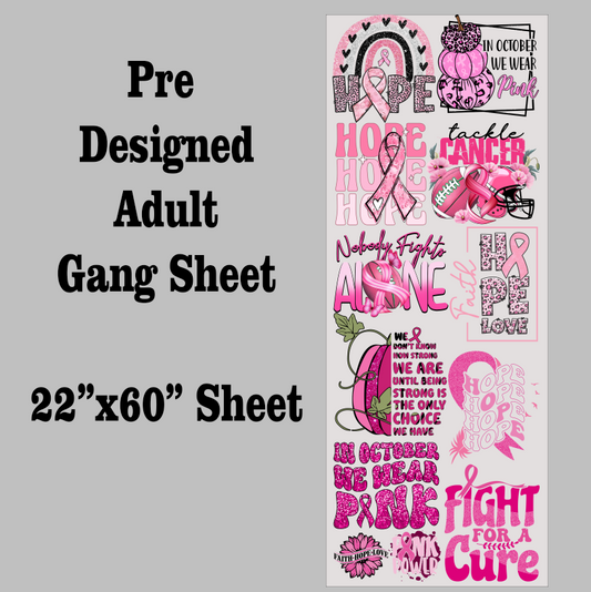 Breast Cancer Awareness DTF Gang Sheet