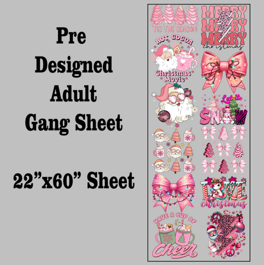 Pink Christmas DTF Gang Sheet