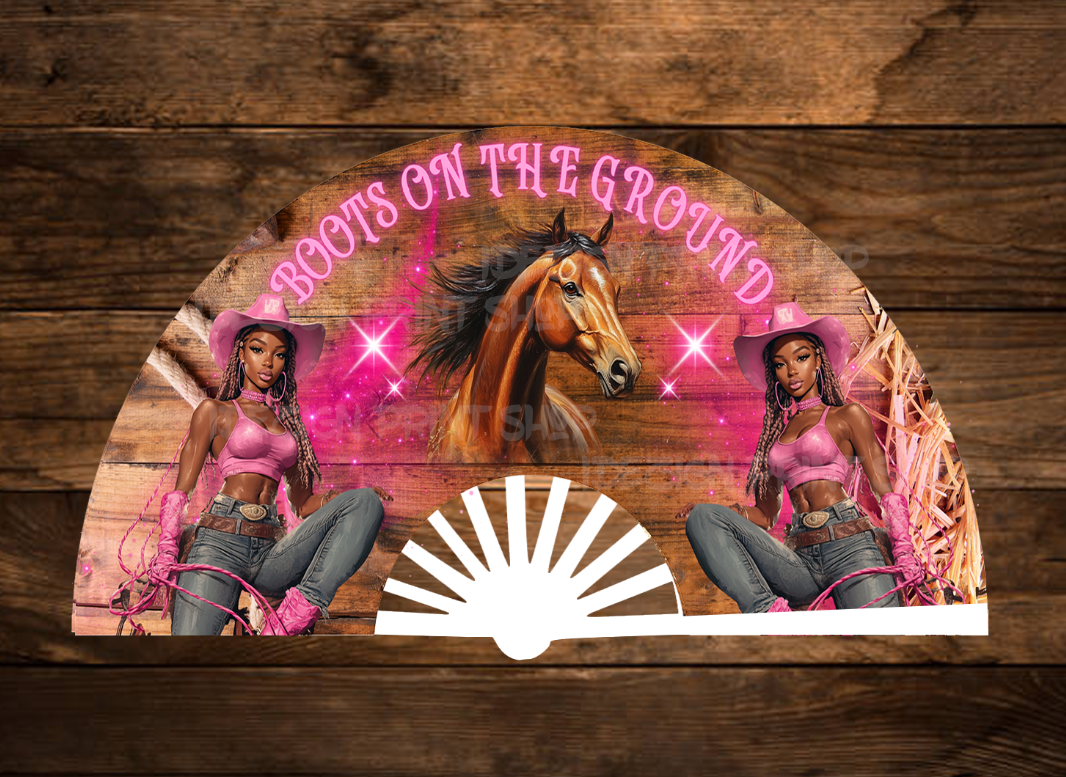 Pink Boots On The Ground Rodeo Clack Fan