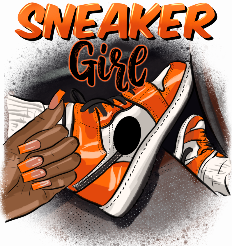 Orange Sneaker Girl | DTF Transfer – iDezign Kustom Kreations