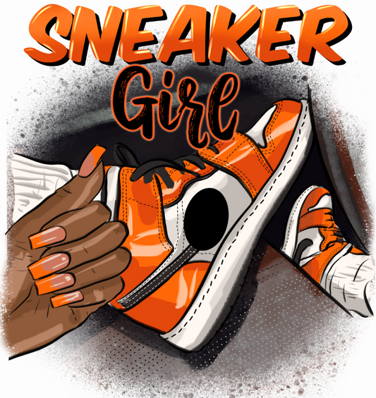Orange Sneaker Girl | DTF Transfer