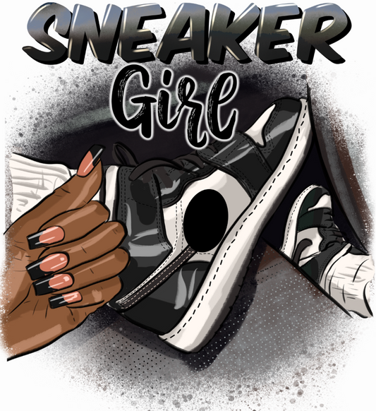 Black/Grey Sneaker Girl | DTF Transfer