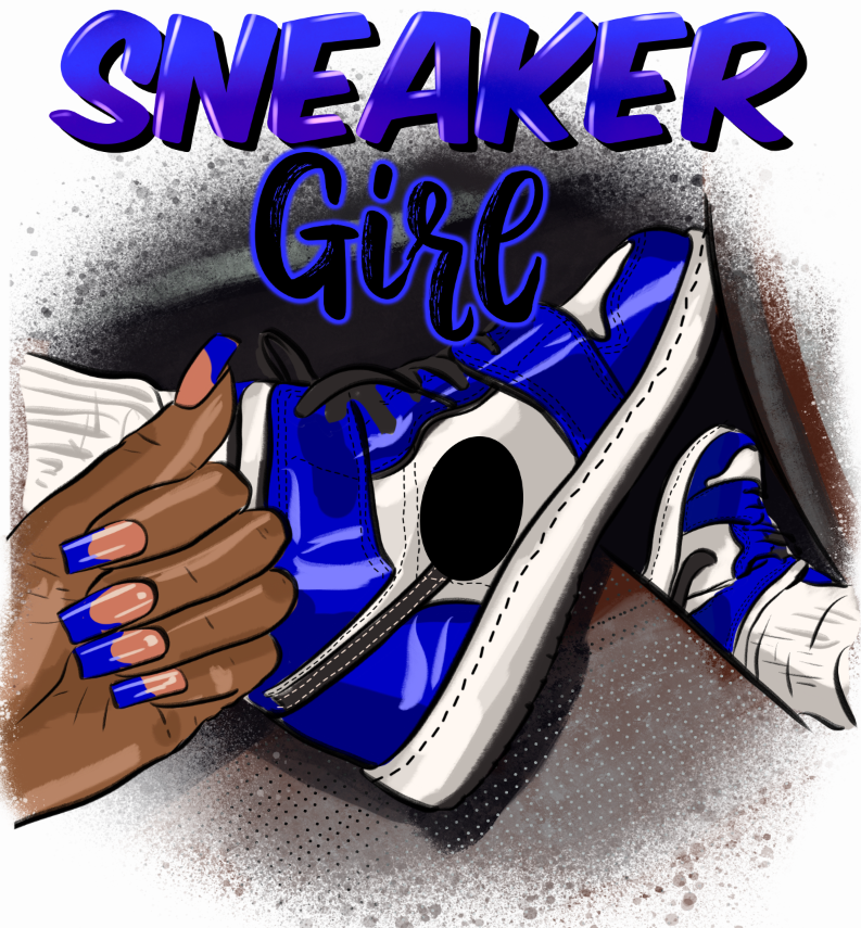 Royal Blue Sneaker Girl | DTF Transfer – iDezign Kustom Kreations