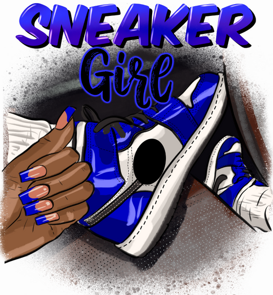 Royal Blue Sneaker Girl | DTF Transfer