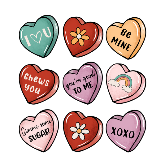 Valentines Candy Hearts | DTF Transfer