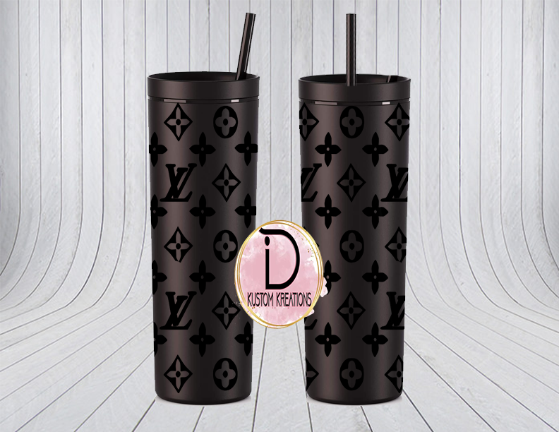 Louis Inspired Matte Black 16oz Tumbler, Matte Tumblers